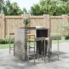 vidaXL Sgabelli da Bar 4pz Grigi Polyrattan e Legno Massello di Acacia