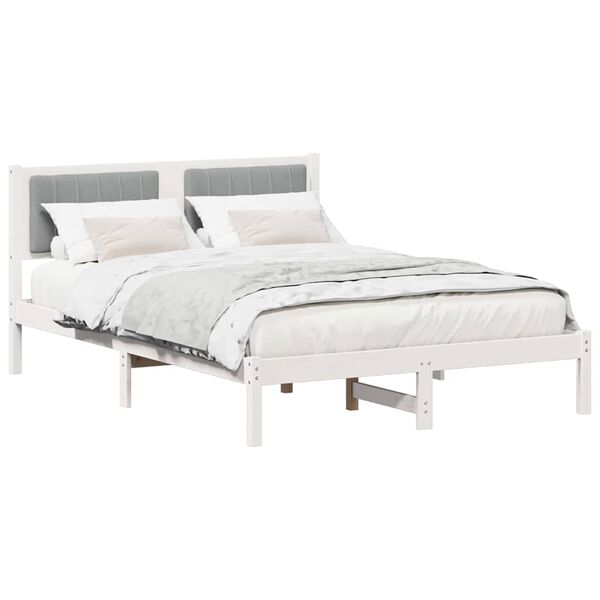 vidaXL Letto con Testiera Rivestita Grigio chiaro 140 x 190 cm