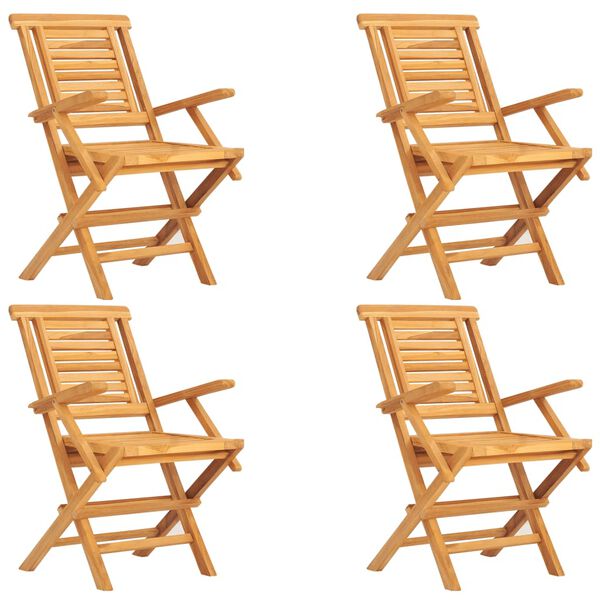 vidaXL Set da Pranzo per Giardino 5 pz in Legno Massello di Teak