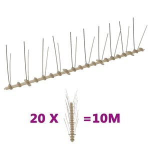 vidaXL Set Dissuasori per Uccelli e Piccioni 20 pz 2 File 10 m
