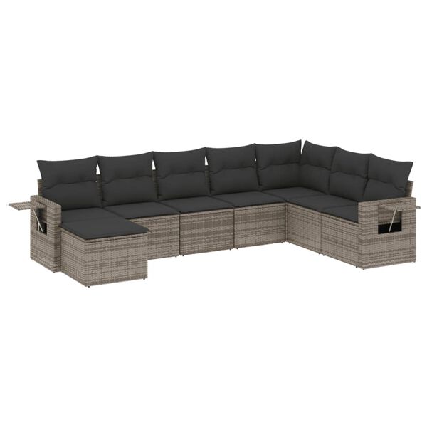 vidaXL Set Divano da Giardino 8 pz con Cuscini Grigio in Polyrattan