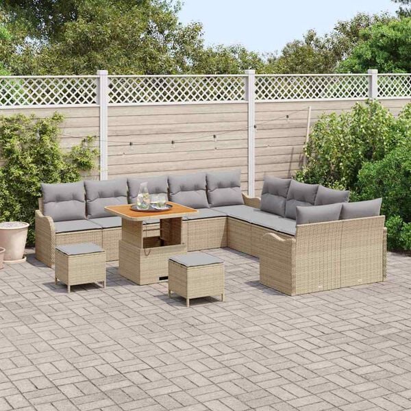 vidaXL Set Divano da Giardino 13 pcs Beige polyrattan
