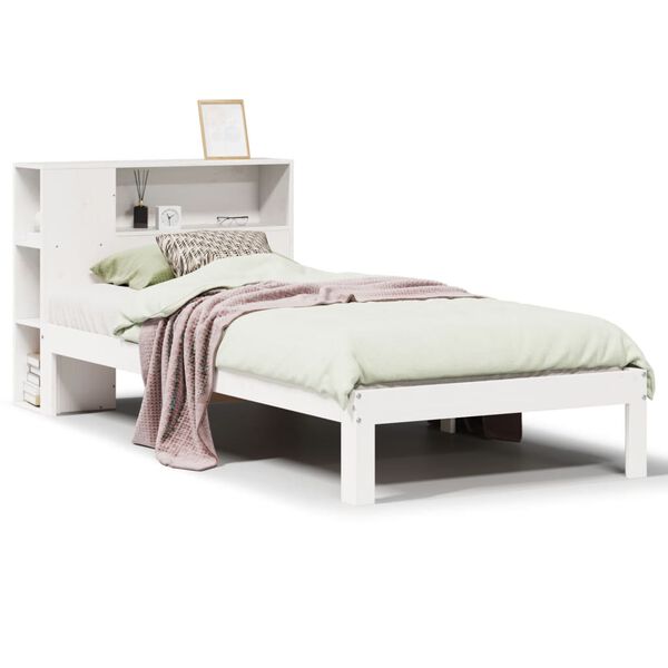 vidaXL Letto Libreria senza Materasso Bianco 90x190 cm Massello Pino