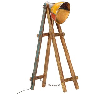 vidaXL Lampada da Terra Multicolore E27 in Legno Massello di Mango