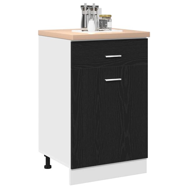 vidaXL Mobile con Cassetti Riga Rovere nero 50 x 46 x 81,5 cm