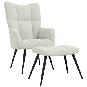 vidaXL Poltrona Relax con Poggiapiedi Bianco Crema in Velluto