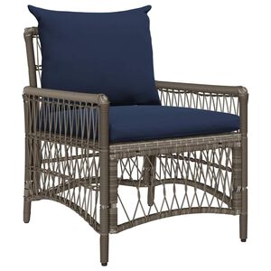 vidaXL Sedia da Giardino con cuscino Grigio 73 x 61 x 77 cm polyrattan