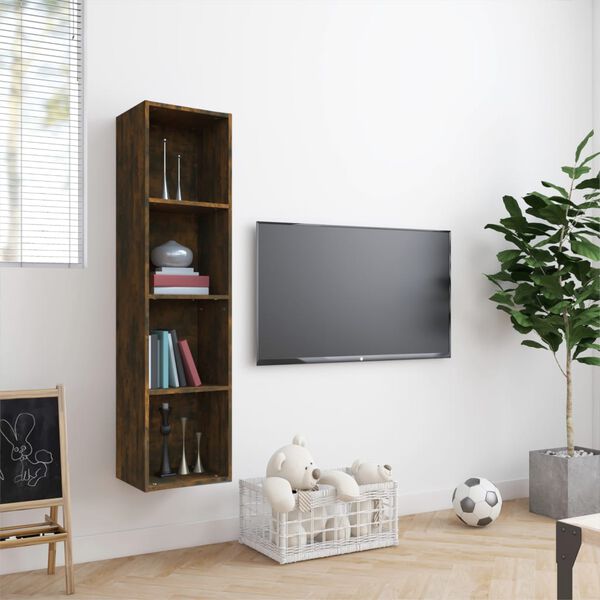 vidaXL Libreria/Mobile TV Rovere Fumo 143x30x36cm in Legno Multistrato