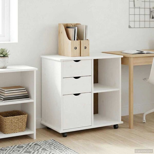 vidaXL Mobile con Ruote con ruota Bianco 63,5 x 39 x 65,5 cm