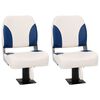 vidaXL Set di 2 Sedili Pieghevoli per Barca Blu e Bianco 41x36x48 cm