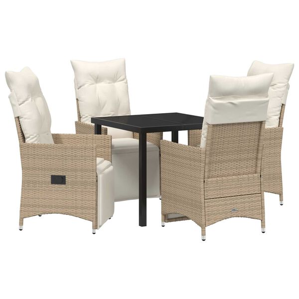 vidaXL Set da Pranzo per Giardino con cuscino 5 pcs Beige polyrattan