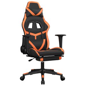 vidaXL Sedia da Gaming con Poggiapiedi Nero e Arancione in Similpelle