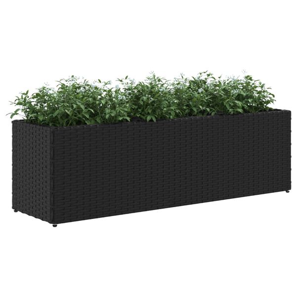 vidaXL Fioriere da Giardino con 3 Vasi Nere 105x30x32 cm in Polyrattan