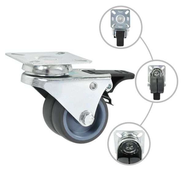 vidaXL Ruote Girevoli Gemellate 12 pz 50 mm