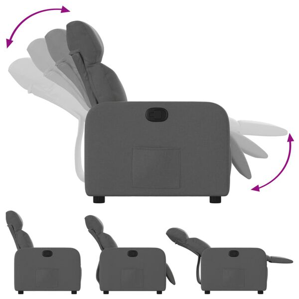 vidaXL Poltrona Reclinabile in Tessuto Grigio Scuro