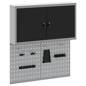 vidaXL Set di armadi per attrezzi con lo scaffale con blocco 3 pz Nero