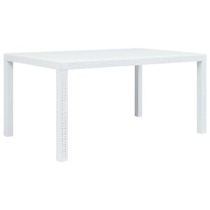 vidaXL Tavolo da Giardino Bianco 150x90x72 cm in Plastica Stile Rattan