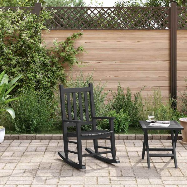 vidaXL Sedia a Dondolo per Bambini nera in Legno Massello di Pioppo