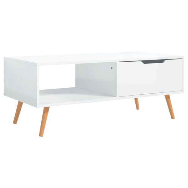 vidaXL Tavolino Salotto Bianco Lucido 100x49,5x43 cm Legno Multistrato