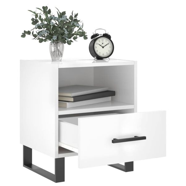vidaXL Comodini 2 pz Bianco Lucido 40x35x47,5 cm in Legno Multistrato