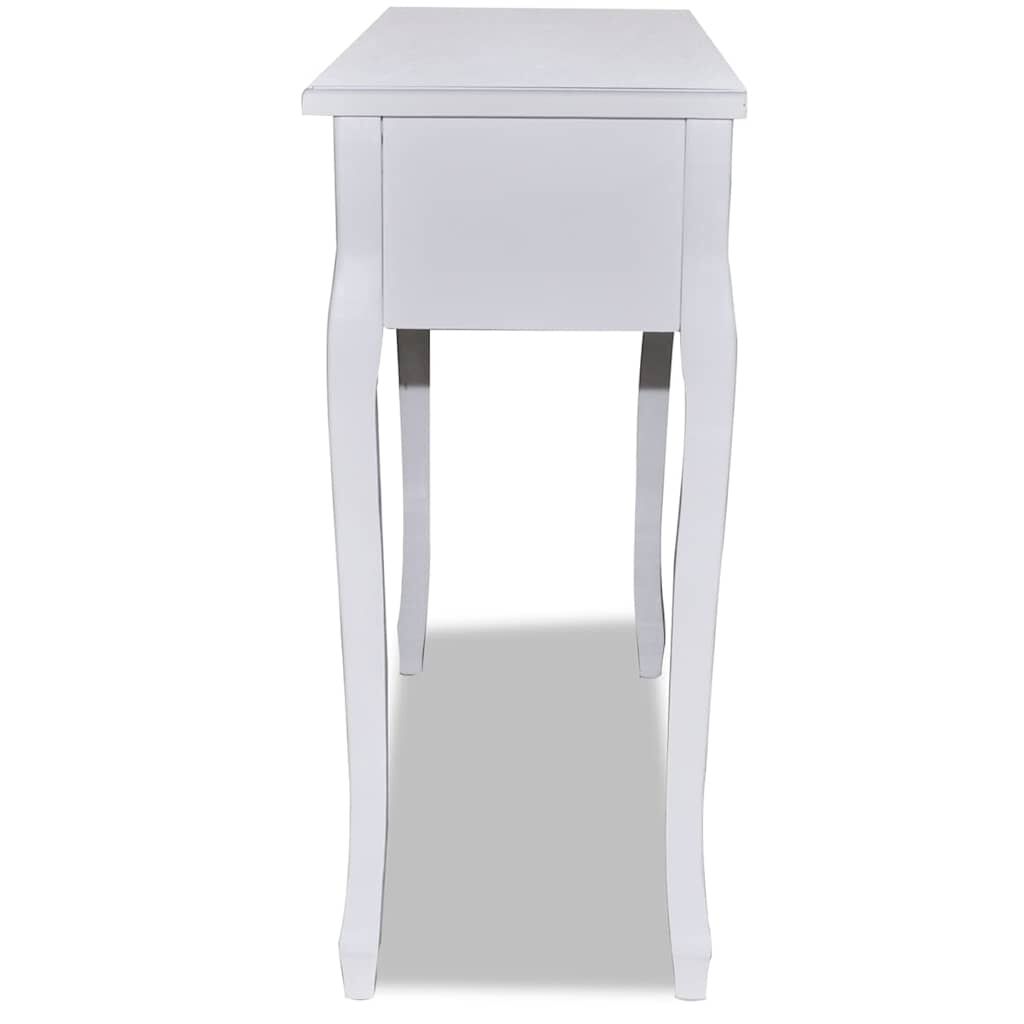 Tavolo Consolle Mezzotondo In Legno Bianco - Con Cassetto, 80x40x78 Cm, Per Salotto O Ingresso - Foto 2