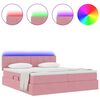 vidaXL Letto con luci a strisce a LED Rosa 180 x 200 cm Velluto