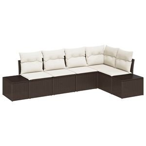 vidaXL Set Divano da Giardino 5 pcs Marrone e Crema polyrattan