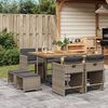 vidaXL Set da Pranzo da Giardino 9 pz con Cuscini in Polyrattan Grigio