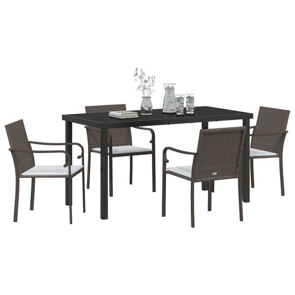 vidaXL Set da Pranzo per Giardino 5 pcs Marrone e Nero Rattan in PE