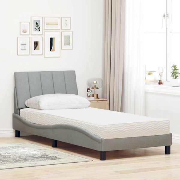 vidaXL Letto con Materasso Hanko Grigio Chiaro 80x200 cm in Tessuto