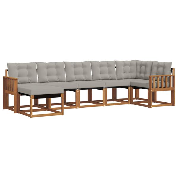 vidaXL Set di divani da esterno 7 pcs Grigio Naturale e Chiaro