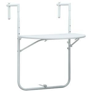 vidaXL Tavolo da Balcone Pensile Bianco 60x64x83,5cm Plastica Rattan