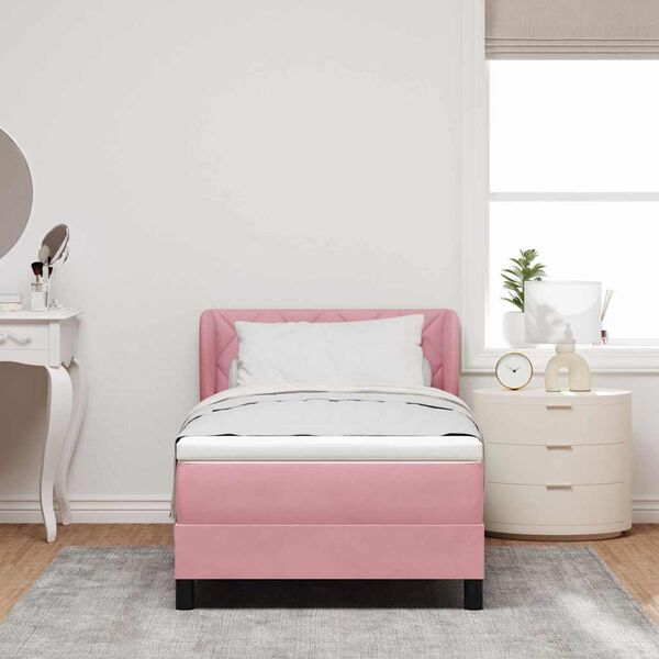 vidaXL Letto a molle con materasso Rosa 90 x 200 cm Velluto