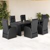 vidaXL Set da Pranzo da Giardino 7 pz Nero con Cuscini in Polyrattan