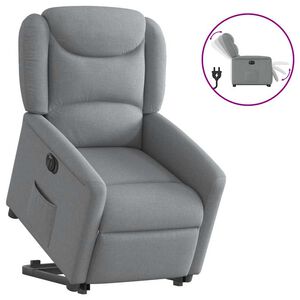 vidaXL Poltrona Reclinante Alzapersona Elettrica Grigio Chiaro Tessuto