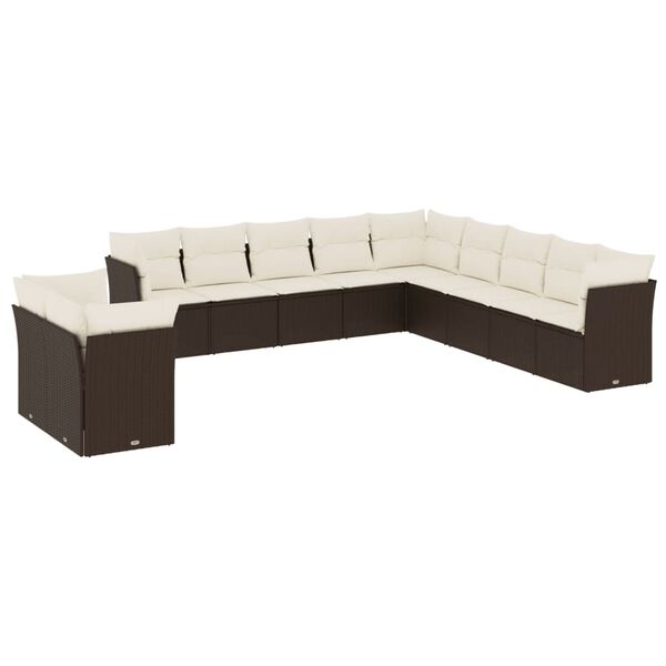 vidaXL Set Divani da Giardino 11 pz con Cuscini Polyrattan Marrone