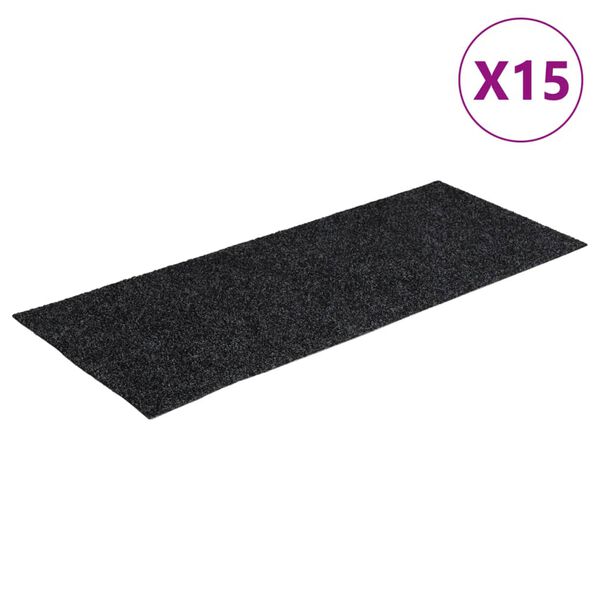 vidaXL Tappetini per scale autoadesivi 15 pz 60x25 cm Grigio Scuro Rettangolari