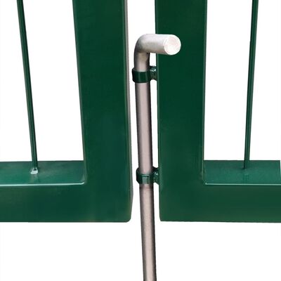 vidaXL Cancello di Recinzione con Paletti 350x140 cm in Acciaio Verde