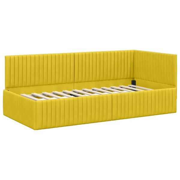 vidaXL Cornice del letto ad angolo Giallo 90 cm x 200 cm Velluto