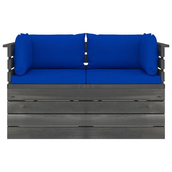 vidaXL Divano da Giardino 2 Posti su Pallet con Cuscini Massello Pino