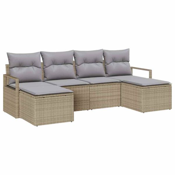 vidaXL Set Divano da Giardino con cuscino 6 pcs Beige e Grigio Chiaro