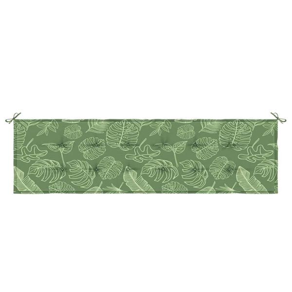 vidaXL Cuscino per Panchina da Giardino Floreale Verde 180 x 50 x 4 cm