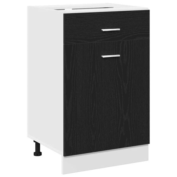 vidaXL Mobile con Cassetti Riga Rovere nero 50 x 46 x 81,5 cm
