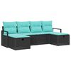 vidaXL Set di divani 6 pz 6-Numero di posti Nero e Turchese polyrattan