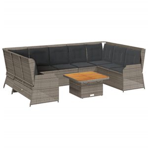 vidaXL Set Divani da Giardino 7 pz con Cuscini in Polyrattan Grigio