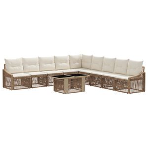 vidaXL Set Divano da Giardino 10 pz Beige e Bianco Crema polyrattan