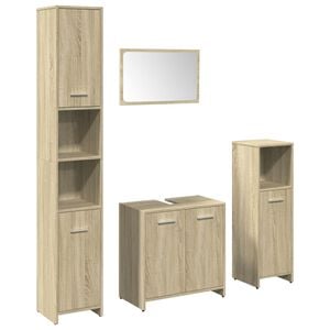vidaXL Set Mobili da Bagno 4 pz Rovere Sonoma in Legno Multistrato