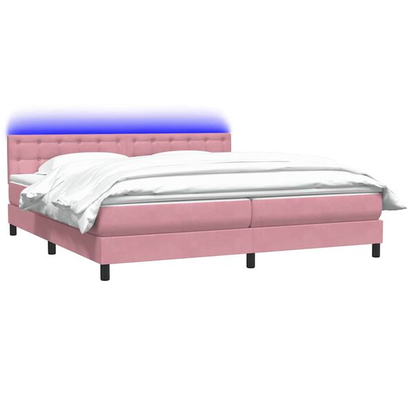 vidaXL Letto a Molle con Materasso e LED Rosa 180x220 cm in Velluto