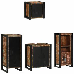 vidaXL Set di mobili per il bagno 4 pz Multicolore e nero