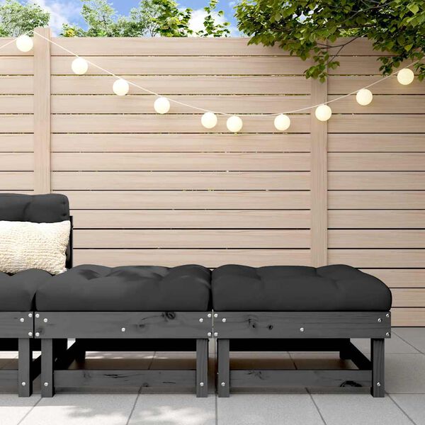 vidaXL Poggiapiedi Giardino con Cuscini 2pz Legno Massello Pino Grigio